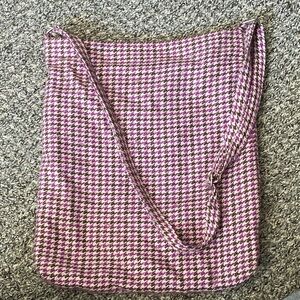 Old Navy Pink and White Houndstooth Crossbody Bag